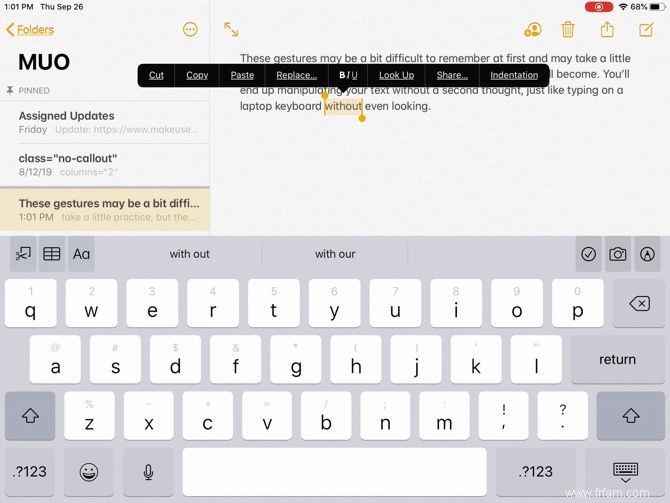 Comment utiliser les gestes multitâches et d édition de texte sur iPadOS 