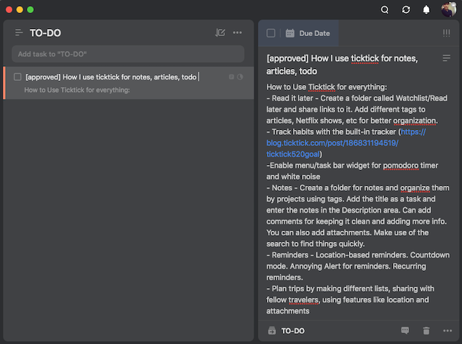 Comment utiliser TickTick pour la productivité :notes, lecture ultérieure et tâches 
