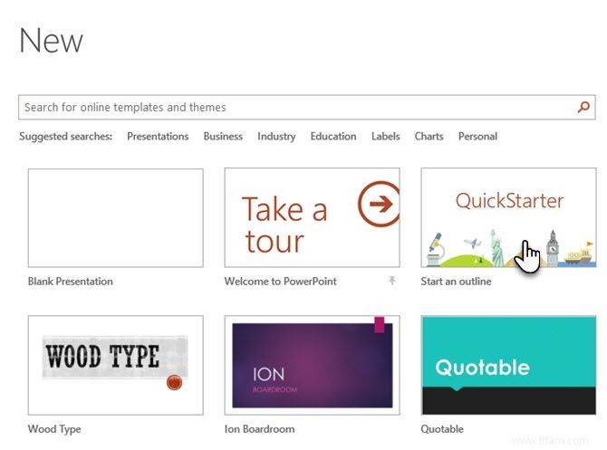 PowerPoint QuickStarter décrit instantanément toute nouvelle présentation et vous démarre du bon pied 