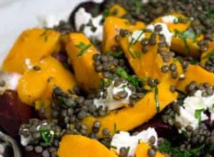 Recette de Lentilles de Noël à la betterave, au potiron et au caillé de chèvre d Angela Hartnett 