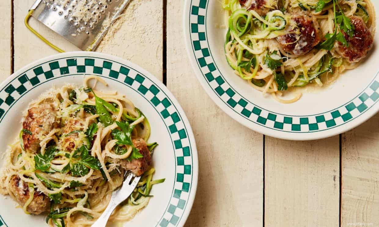 Le cuisinier du week-end :les recettes de boulettes de veau aux courgettes et spaghettis de Thomasina Miers, ainsi que le parfait au citron meringué 