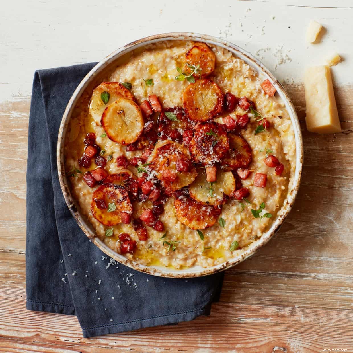 La recette de Thomasina Miers pour le risotto aux flocons d avoine avec pancetta 