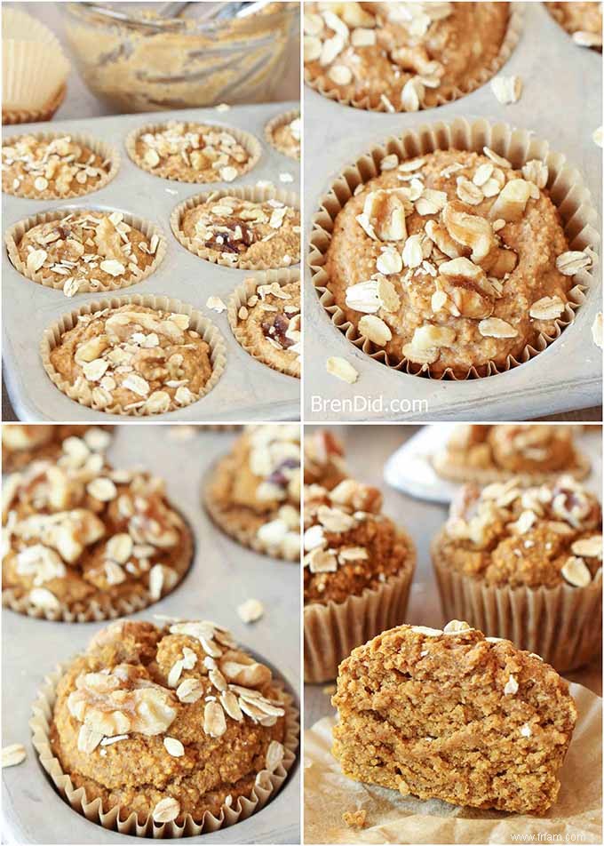 Recette de muffins sains à la citrouille sans farine, sans sucre, sans huile et sans produits laitiers 