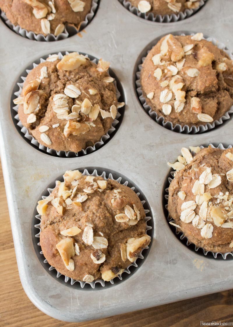 Muffins sains à l avoine et à la banane :sans farine, sans sucre, sans huile 