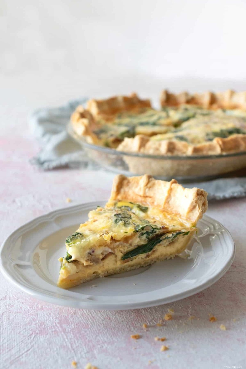 Quiche aux oignons caramélisés et aux épinards 